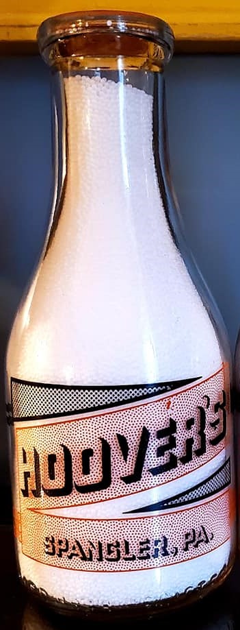 Hoover's Dairy red dot label milk bottle